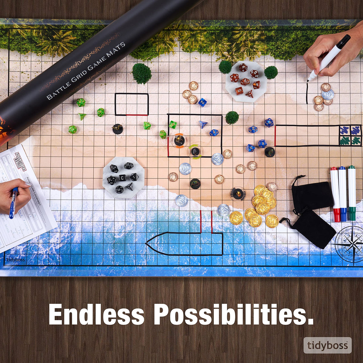 Tidyboss waterproof surface cleans easily after spills during game nights.