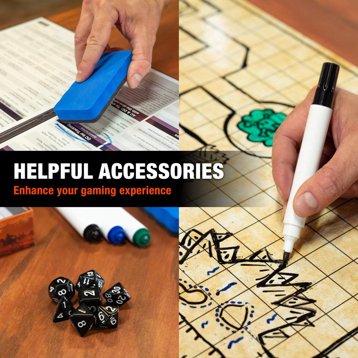 TIDYBOSS DND dice set for a full range of rolls.