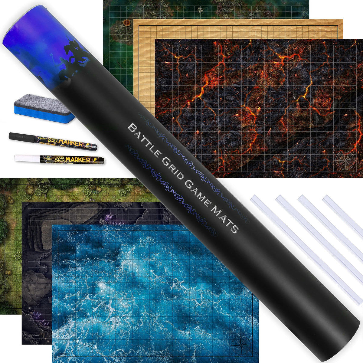 Tidyboss DND expansion grid mat 24x36 laid flat for instant play