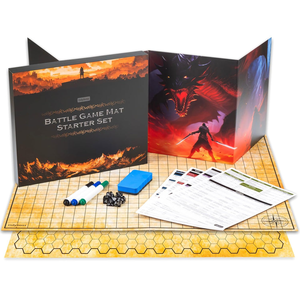 TIDYBOSS DND foldable battle mat with square grid for quick encounters.