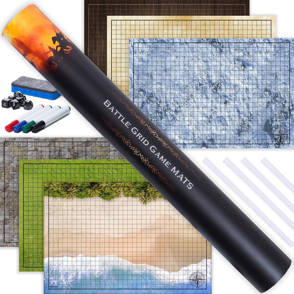 Tidyboss grid mat beach terrain for immersive coastal battles and exploration