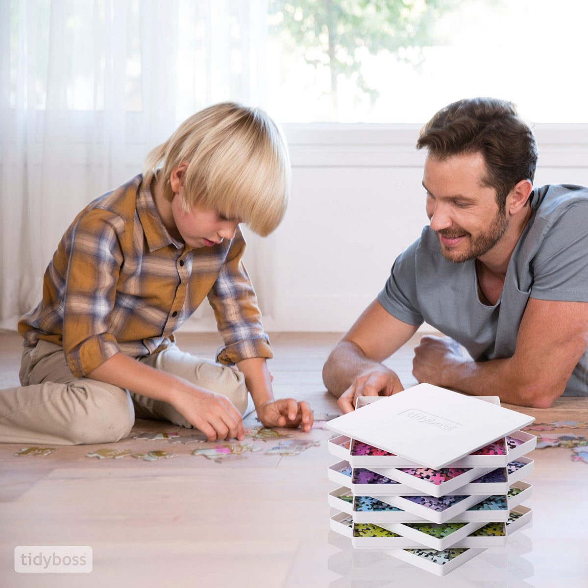 Tidyboss durable ABS plastic construction for long-lasting puzzle sorting.