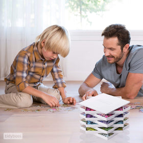 Tidyboss durable ABS plastic construction for long-lasting puzzle sorting.