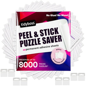 TIDYBOSS puzzle saver sheets show 48-pack value for ongoing projects and display.