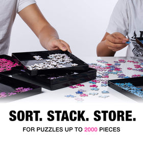 Tidyboss puzzle trays accommodating up to 2000 pieces for big projects.
