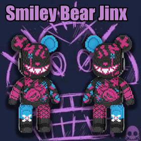 Close-up of the bear's scar and graffiti accents for decor-ready drama.