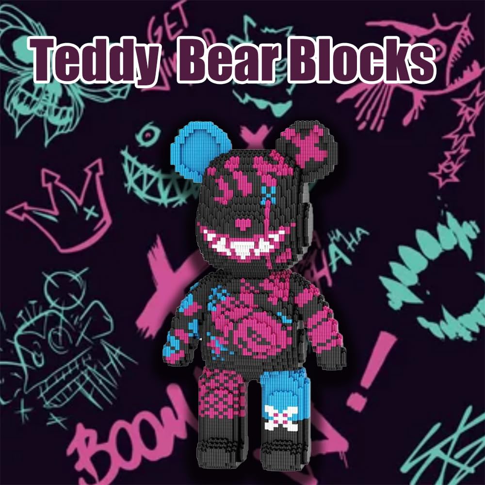 Roses and graffiti accents on the bear add distinctive decorative detail.