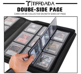 TIFFDADA binder zippered closure keeps cards secure without bulging.