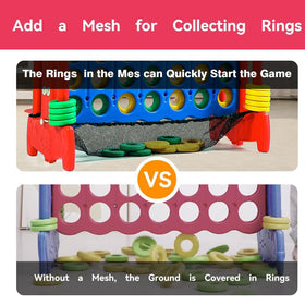 Tigasy Giant 4-Row Game mesh-bottom catches rings for quick reset
