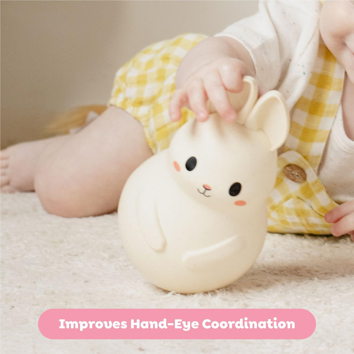Tiger Tribe Roly Poly Bunny: textured ears provide secure grip for tiny hands.