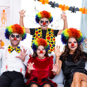 Tigerdoe clown costume set worn by model for complete dress-up look