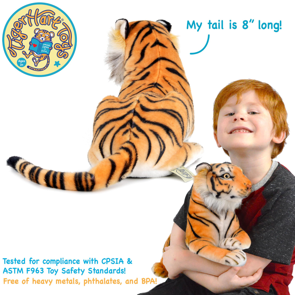 TigerHart Arrow 17-inch plush sized for hugs and travel.