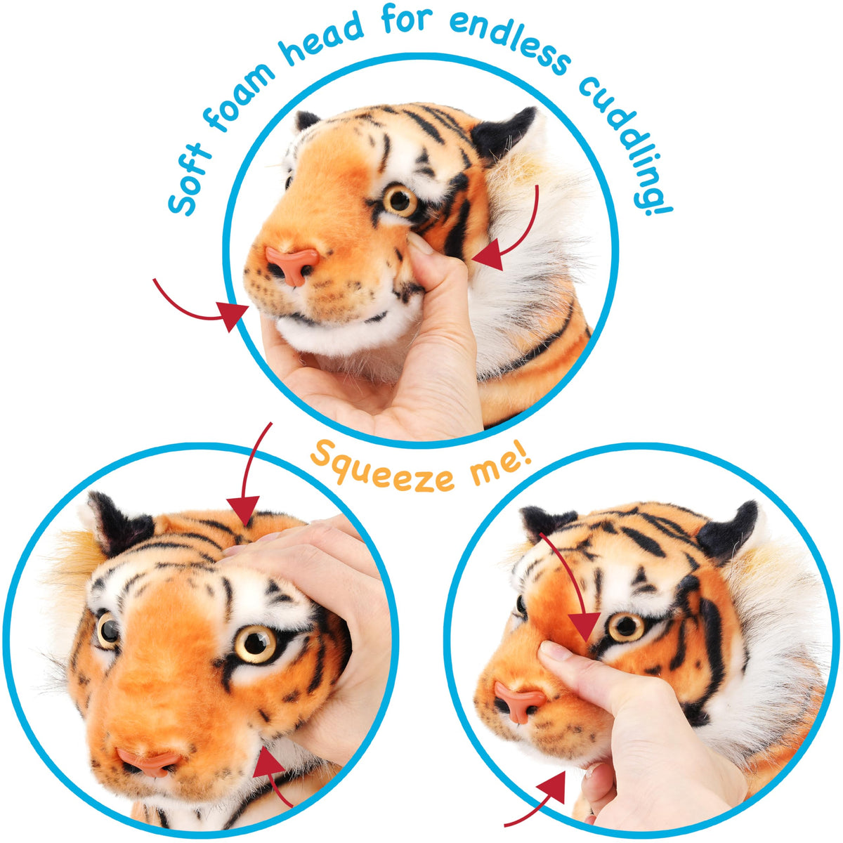 TigerHart Arrow tiger cub plush side view with secure stitching.