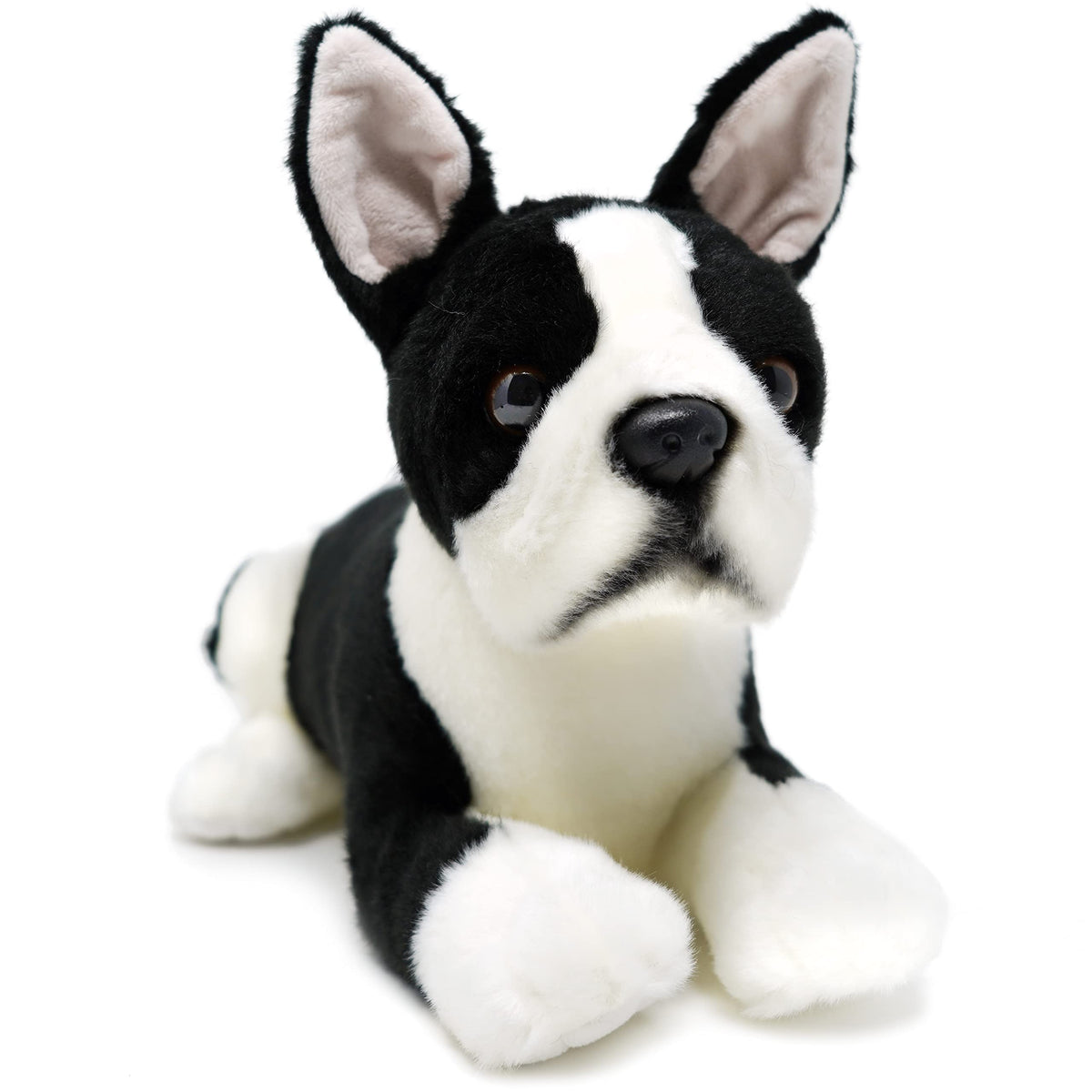 TigerHart Baxter Boston Terrier plush face shows soft, huggable texture for cozy play.