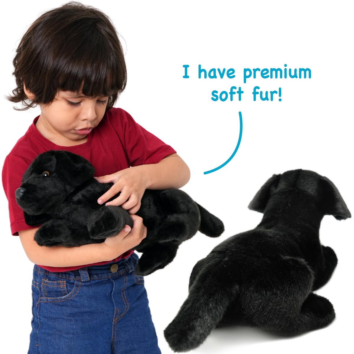 TigerHart Blythe Black Lab plush side view, ideal for imaginative play