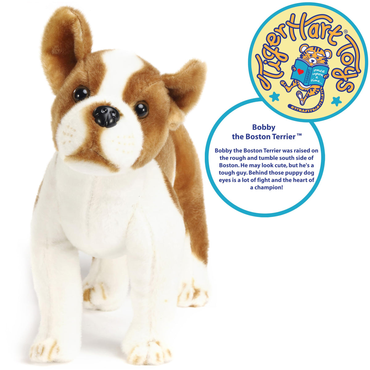 TigerHart Bobby the Boston Terrier plush poseable legs enables dynamic posing