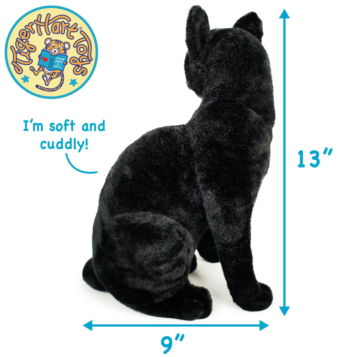 TigerHart Boone Black Cat plush, close-up fabric texture, cozy and durable.