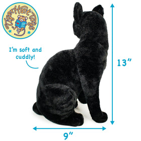 TigerHart Boone Black Cat plush, close-up fabric texture, cozy and durable.