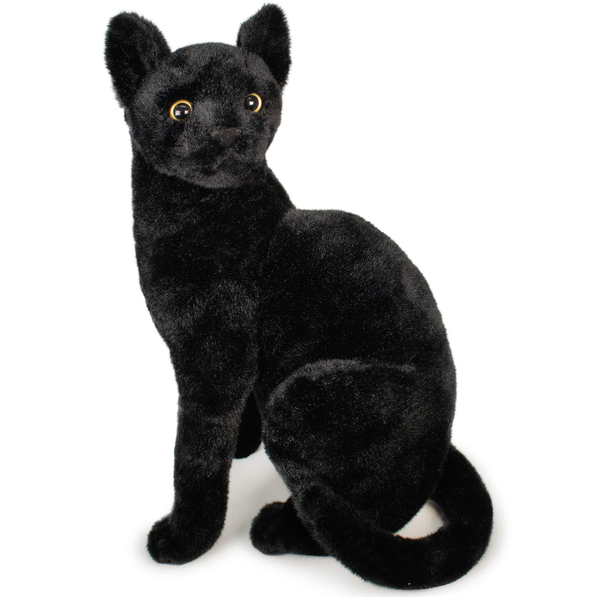 TigerHart Boone Black Cat plush, front view, cuddly bedtime companion for kids.
