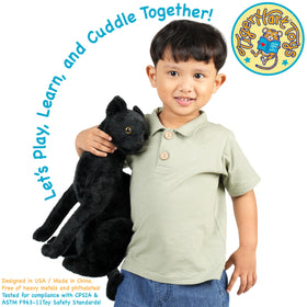 TigerHart Boone Black Cat plush, in-hand scale, ideal for children ages 3 and up.