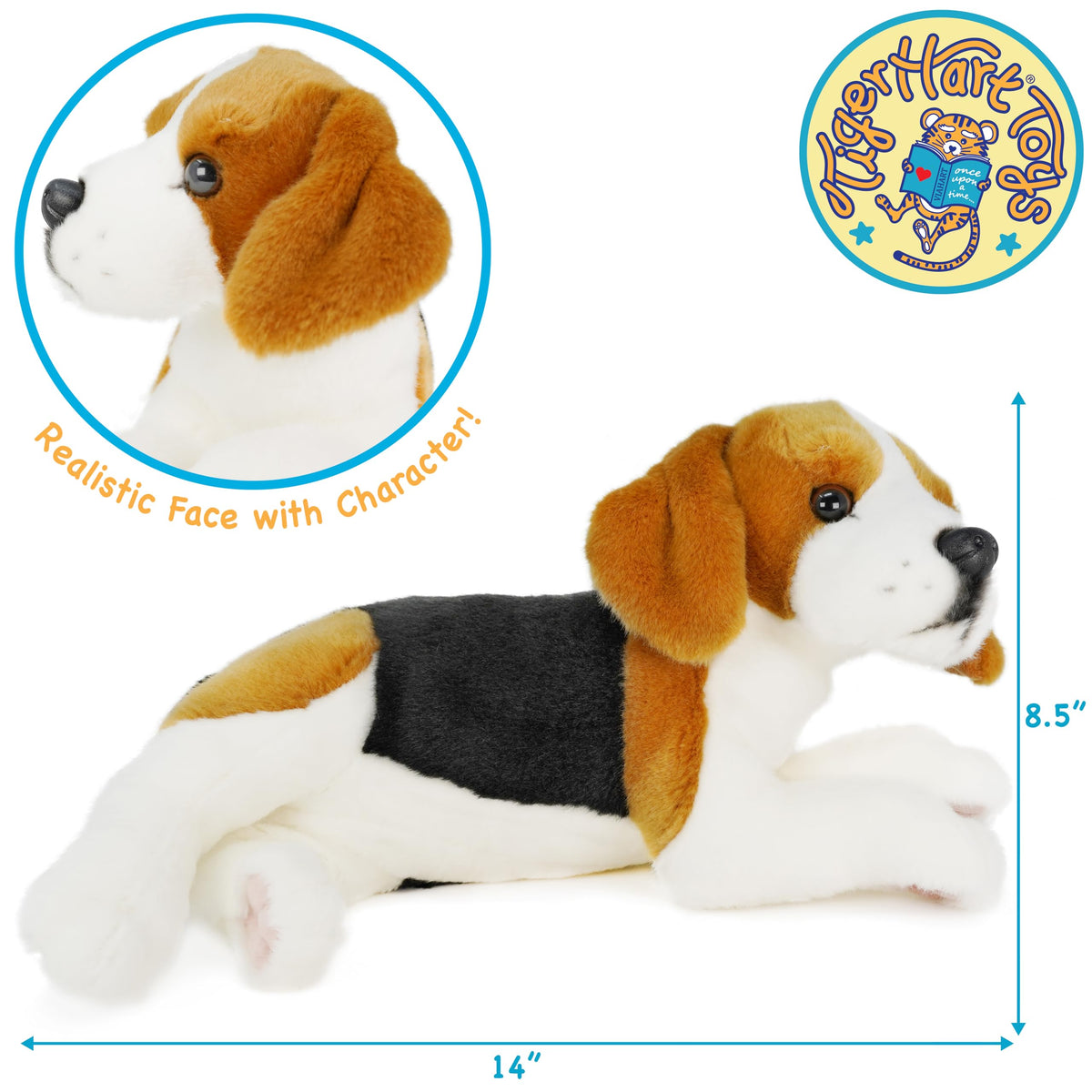 TigerHart Burkham Beagle plush, close-up fabric texture and stitching