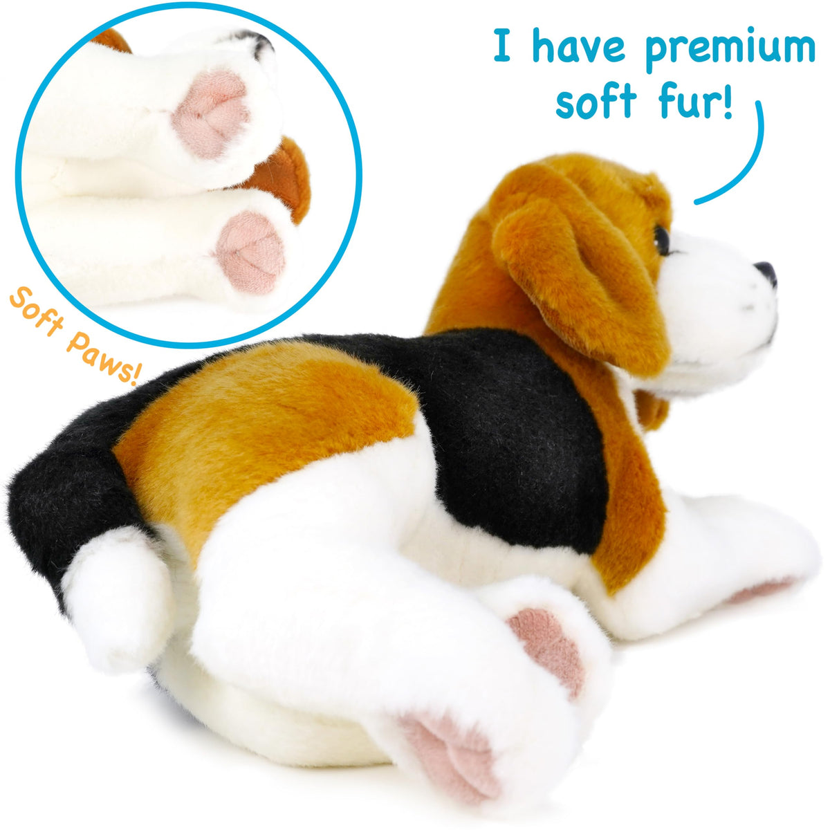 TigerHart Burkham Beagle plush, story card included for imaginative adventures