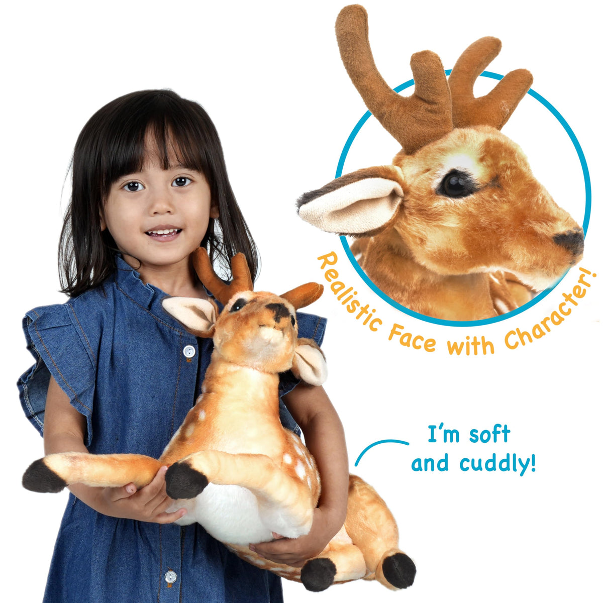 TigerHart Dorbin Deer plush, side view, sturdy construction for years of imaginative play.