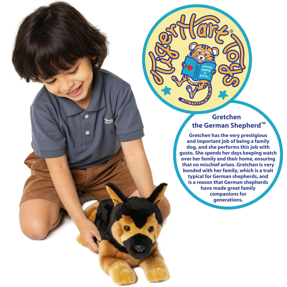 TigerHart Gretchen German Shepherd plush with secure stitching for lasting fun.