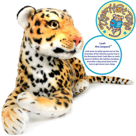 TigerHart Leah the Leopard, 20-inch huggable size, ideal for bedtime adventures.