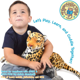 TigerHart Leah the Leopard soft plush fabric close-up, durable and gentle to touch.