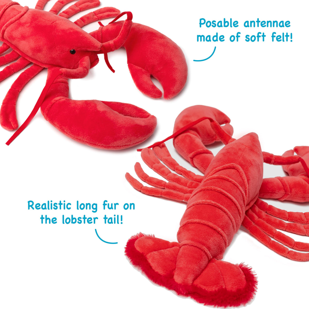 TigerHart Lenora Lobster plush size reference, fits on a shelf, bed, or desk
