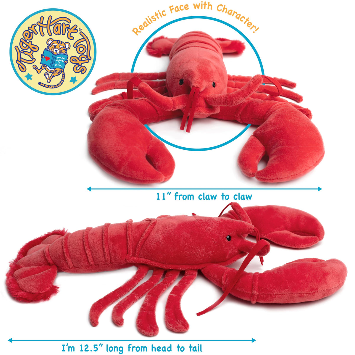 TigerHart Lenora Lobster plush stitching detail, securely sewn for durability