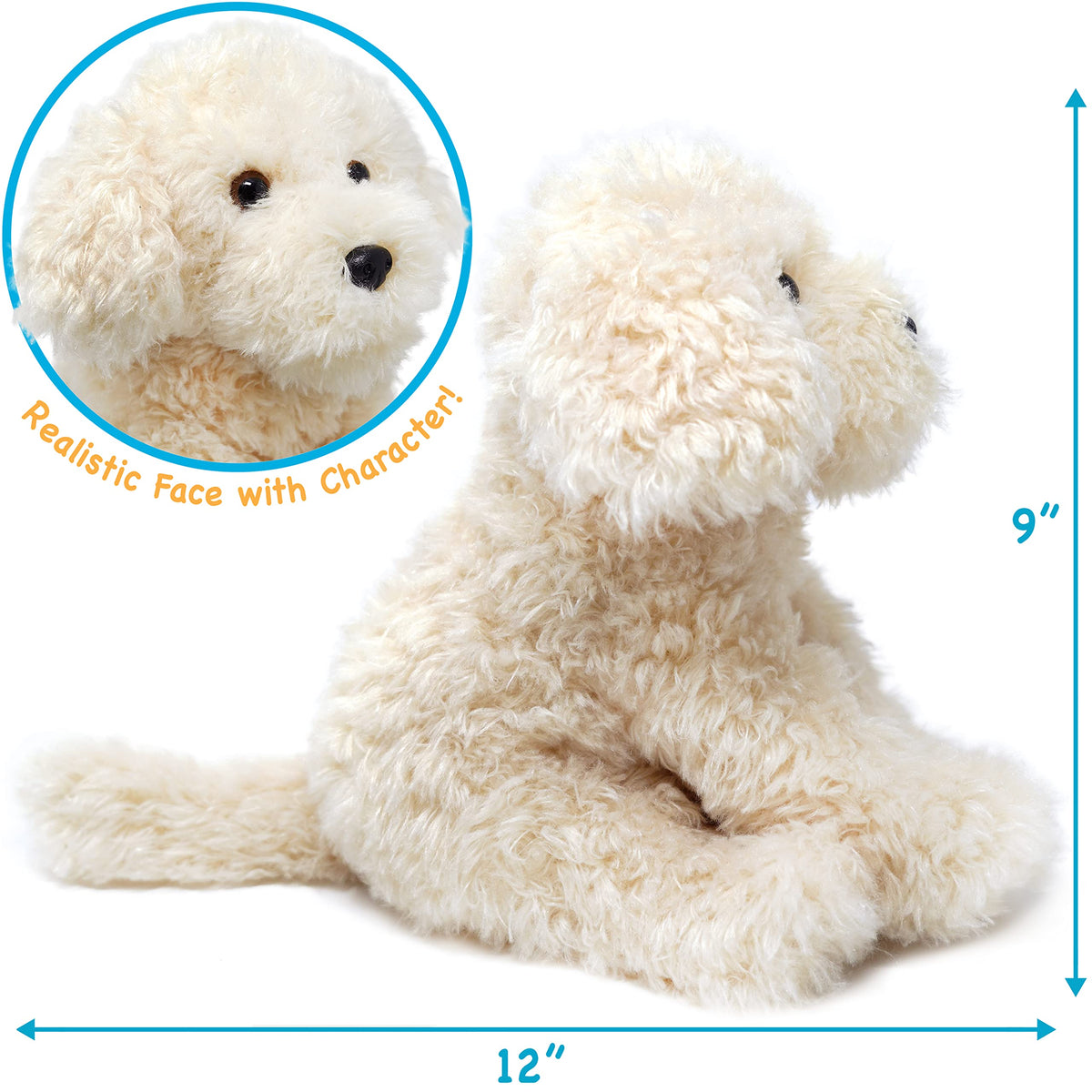 TigerHart Luka Labradoodle plush - full body view showing huggable size 12 inches