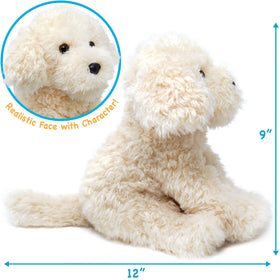 TigerHart Luka Labradoodle plush - full body view showing huggable size 12 inches