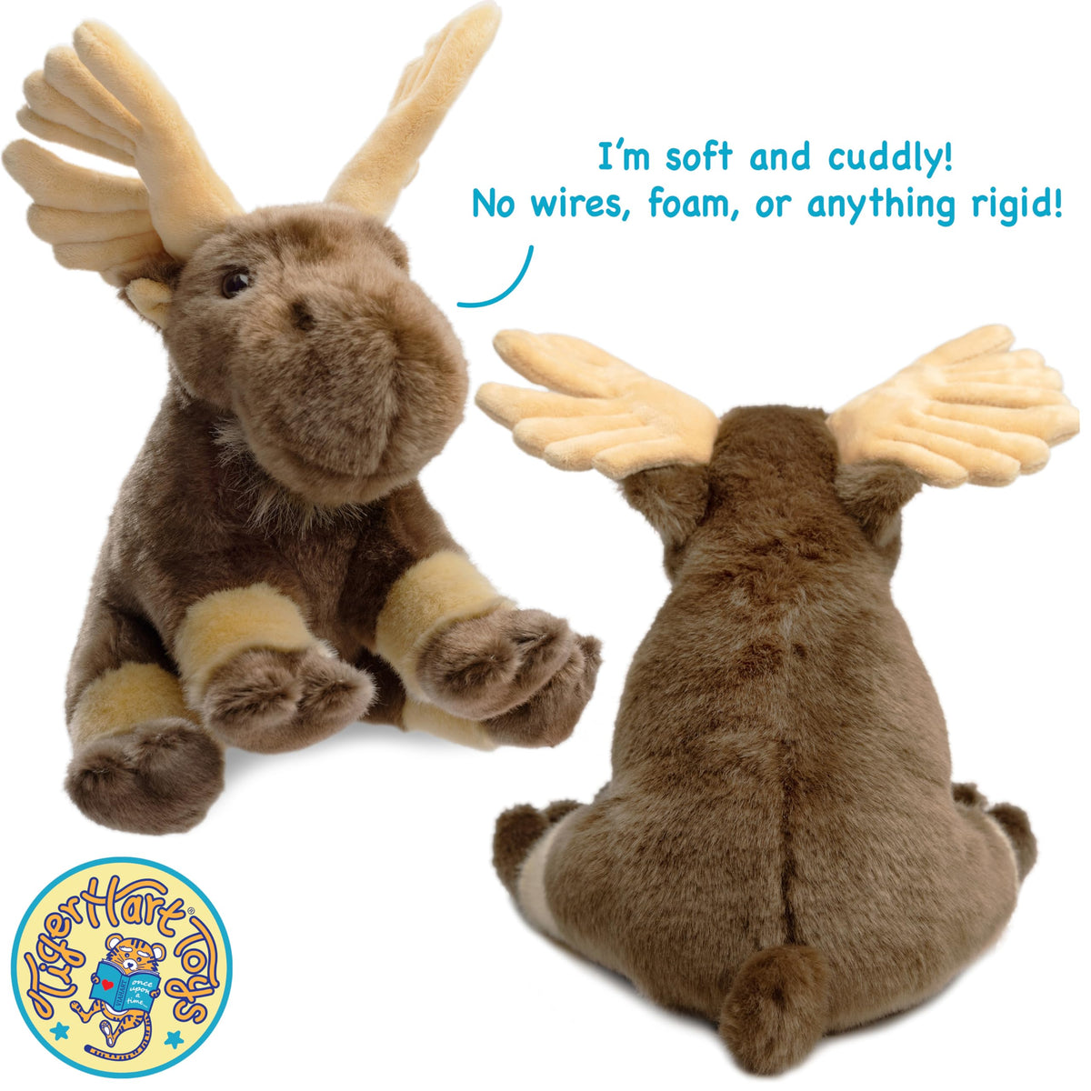 TigerHart Martin Moose plush as a cozy bedroom decor and bedtime companion.