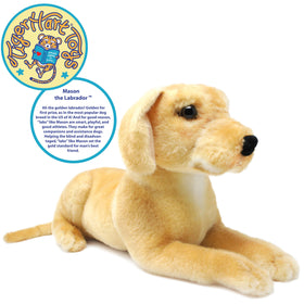 TigerHart Mason Labrador plush close-up shows secure stitching for durability.