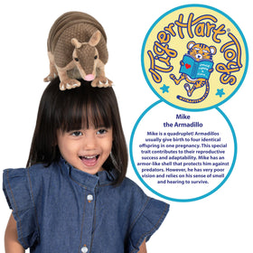 TigerHart Mike Armadillo soft plush fabric ideal for hugs and comfort.