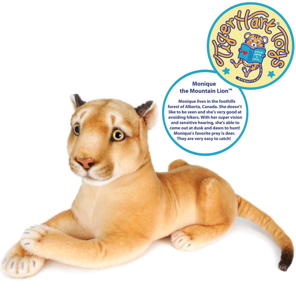 TigerHart Monique plush back view highlights 18-inch cuddly size.