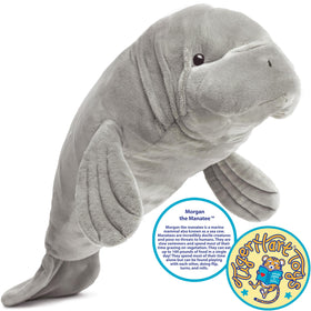 TigerHart Morgan Manatee plush side view highlighting durable stitching for cuddles