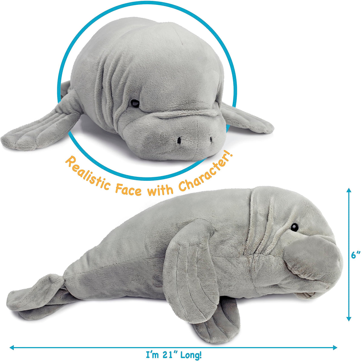 TigerHart Morgan Manatee plush face close-up invites gentle storytelling