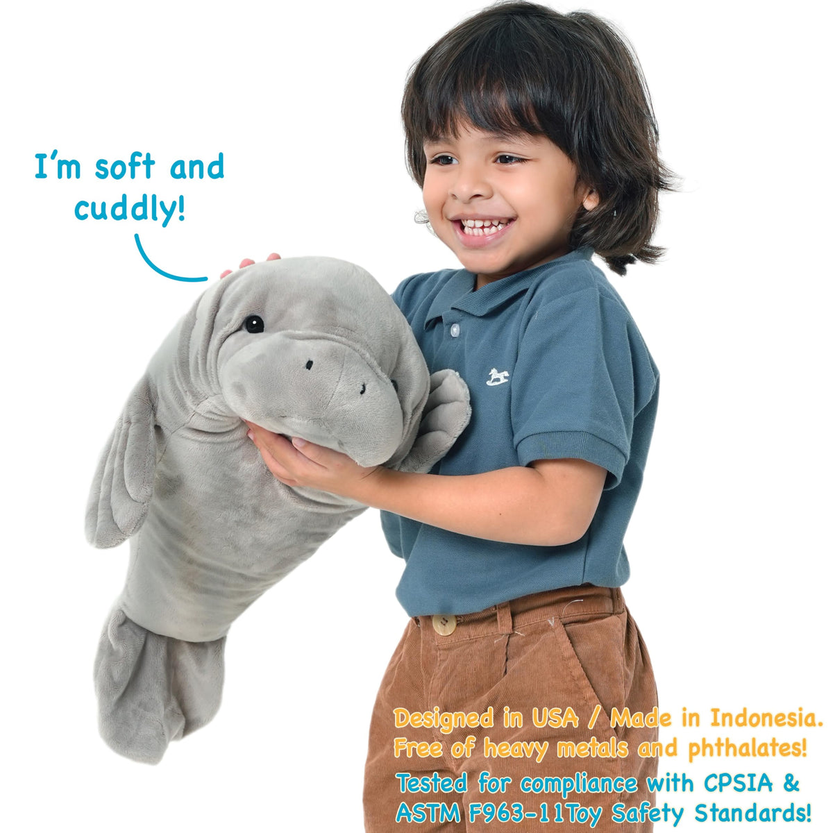 TigerHart Morgan Manatee plush texture close-up reveals premium polyester fabric