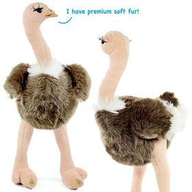TigerHart Ola ostrich plush dimensions display size and weight.