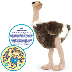 TigerHart Ola ostrich plush fabric close-up showing durable stitching.