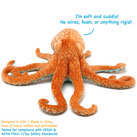 TigerHart Olympus octopus plush care label, easy hand-wash guidance to keep plush fresh.