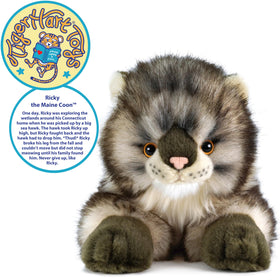 TigerHart Ricky Maine Coon plush side view, sturdy sewn seams for long-lasting hugs