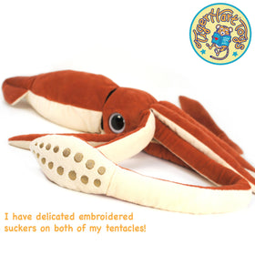 TigerHart Shubert the Squid arms close-up, showcases 8 arms for huggable ocean adventures
