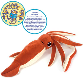 TigerHart Shubert the Squid on shelf, a charming decor piece with a friendly face