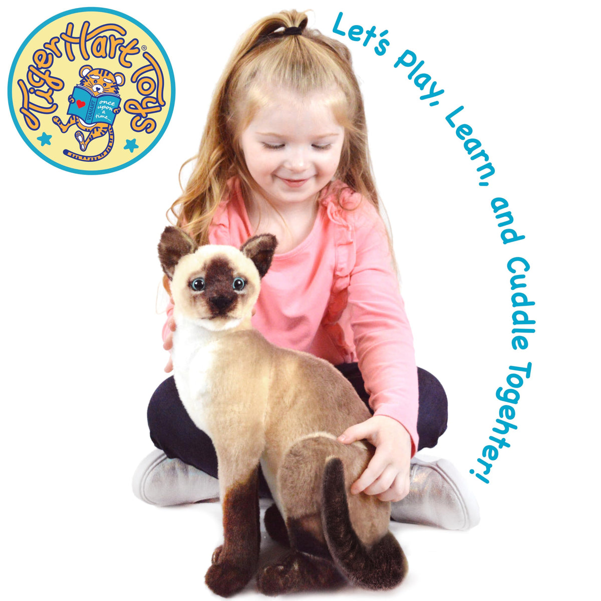 TigerHart Stefan Siamese Cat blue eyes add lifelike charm during storytelling.