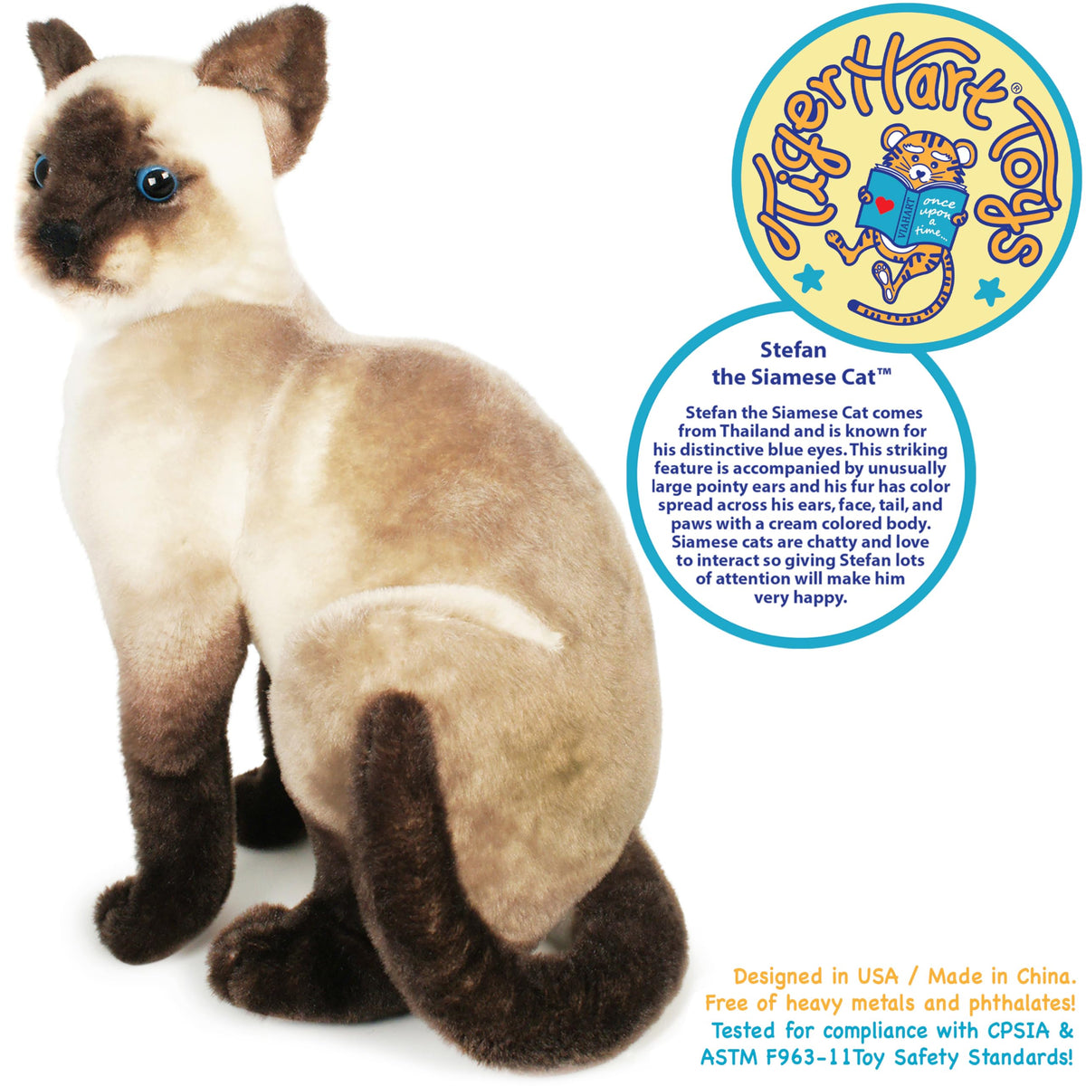 TigerHart Stefan Siamese Cat cream body and color-spread fur for visual appeal.