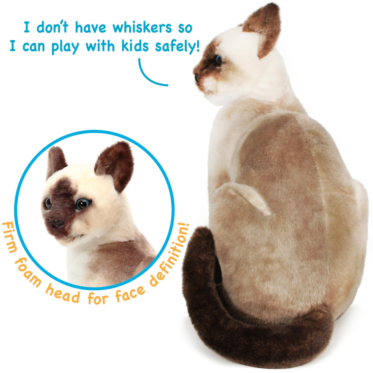 TigerHart Stefan Siamese Cat head foam detail keeps a friendly, steady look.